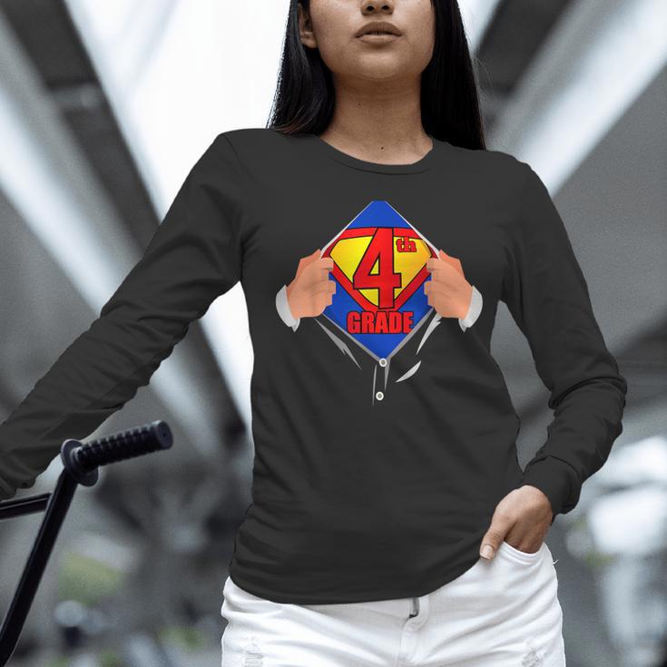 Teachers Are Superheroes 4th Grade Super Teacher Staff Men Women Women Long Sleeve T-Shirt, Super Teacher Shirts, 4th Grade Teacher Shirts, gift for family, gift for coworker