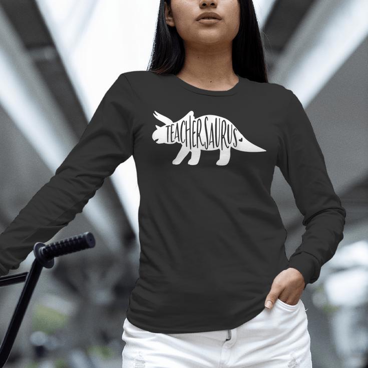 Teachersaurus Like A Normal Teacher Awesome Dinosaur Teacher Men Women Girls Kids Women Long Sleeve T-Shirt, gift for family, gift for coworker