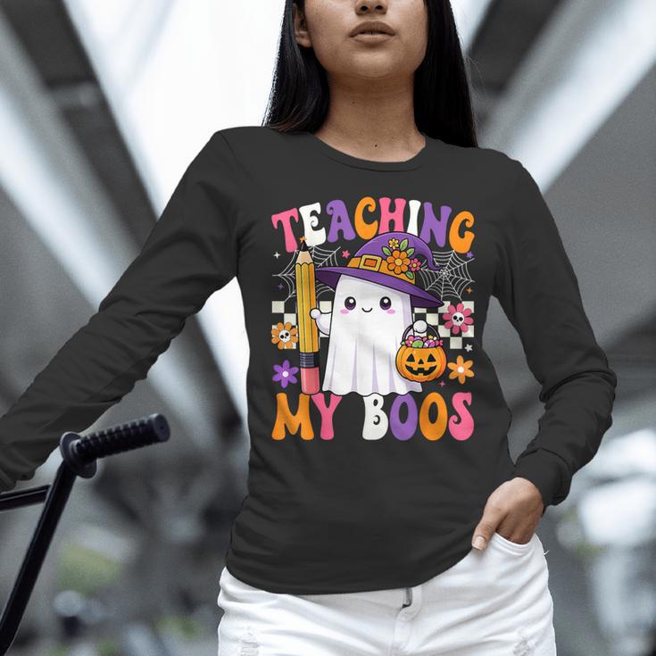 Teaching My Boos Ghost Teacher Cute Pencil Halloween Teacher Women Long Sleeve T-Shirt, gift for family, gift for coworker Teaching My Boos Ghost Teacher Cute Pencil Halloween Teacher Women Long Sleeve T-Shirt, gift for family, gift for coworker