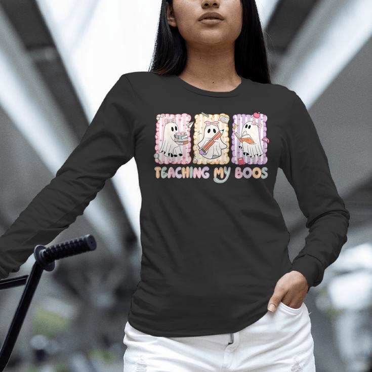 Teaching Is My Boos Teacher Ghost Halloween Women Girls Women Long Sleeve T-Shirt, gift for family, gift for coworker Teaching Is My Boos Teacher Ghost Halloween Women Girls Women Long Sleeve T-Shirt, gift for family, gift for coworker
