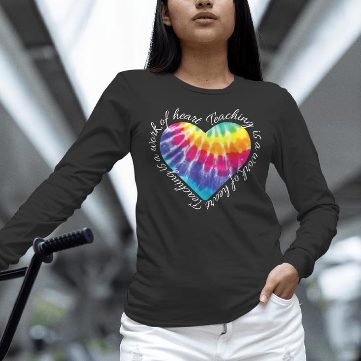 Teaching Is a Work Of Heart Tie Dye Hippie For Teacher For Men Women Girls Kids Women Long Sleeve T-Shirt, gift for family, gift for coworker