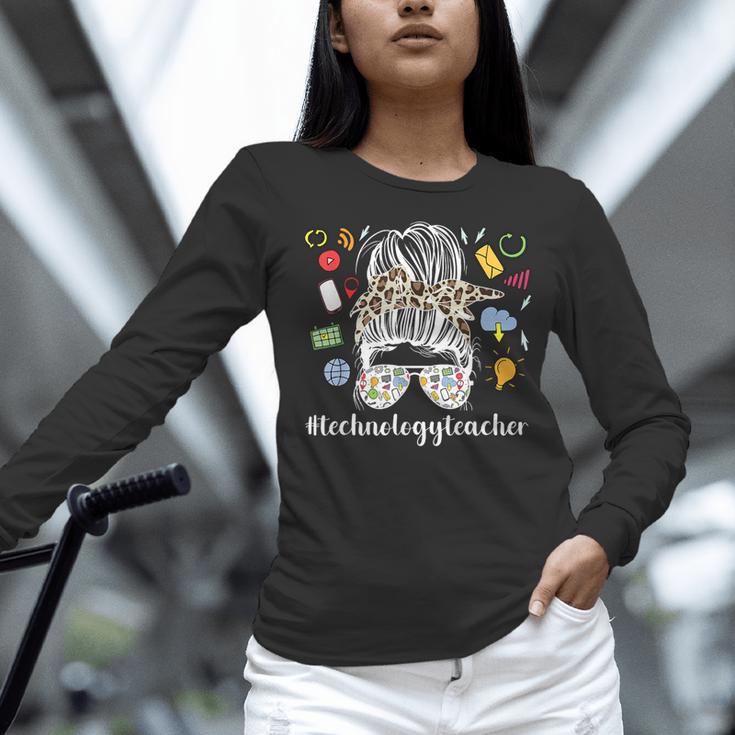 Technology Teacher Messy Bun Technology Teaching Women Long Sleeve T-Shirt, gift for family, gift for coworker Technology Teacher Messy Bun Technology Teaching Women Long Sleeve T-Shirt, gift for family, gift for coworker