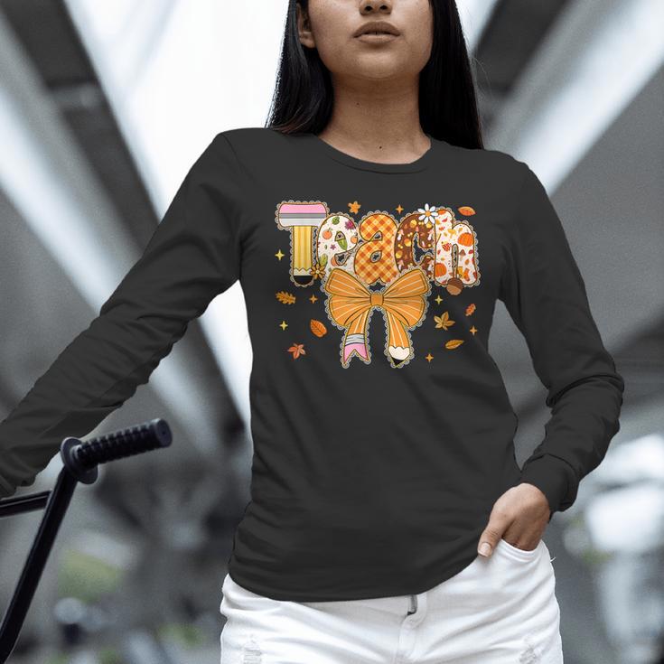 Thanksgiving Teacher Pencil Bow One Thankful Teacher Fall Women Long Sleeve T-Shirt, gift for family, gift for coworker Thanksgiving Teacher Pencil Bow One Thankful Teacher Fall Women Long Sleeve T-Shirt, gift for family, gift for coworker