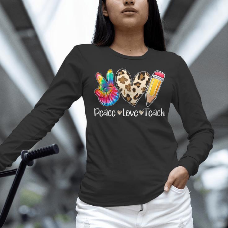 Tie Dye Hippie Peace Love Teach Teacher Appreciation Women Long Sleeve T-Shirt, gift for family, gift for coworker