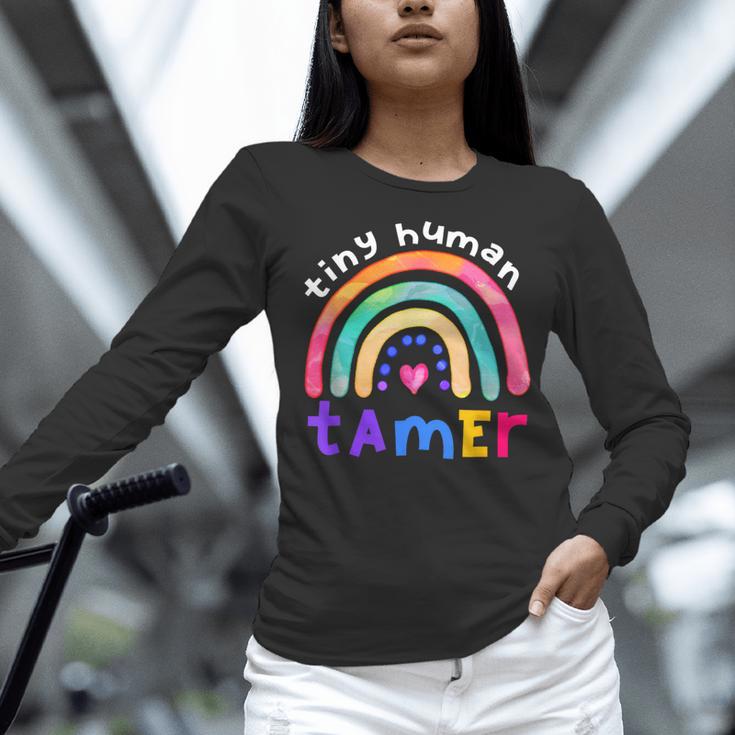 Tiny Human Tamer Watercolor Rainbow Daycare Teacher Women Long Sleeve T-Shirt, gift for family, gift for coworker Tiny Human Tamer Watercolor Rainbow Daycare Teacher Women Long Sleeve T-Shirt, gift for family, gift for coworker