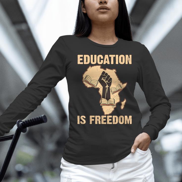 History Education Is Freedom African Map Black Teacher Women Long Sleeve T-Shirt, History Teacher Shirts, gift for family, gift for coworker