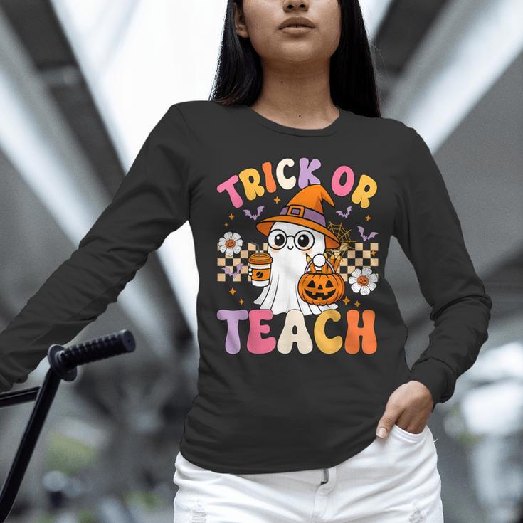 Trick Or Teach Cute Ghost Coffee Pumpkins Halloween Teacher Women Long Sleeve T-Shirt, gift for family, gift for coworker Trick Or Teach Cute Ghost Coffee Pumpkins Halloween Teacher Women Long Sleeve T-Shirt, gift for family, gift for coworker