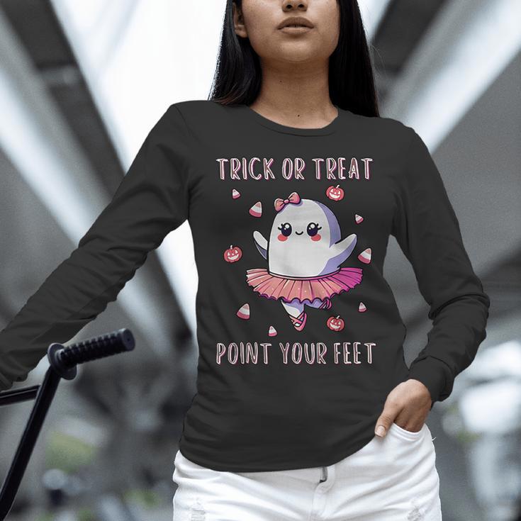 Trick Or Treat Point Your Feet Halloween Ghost Dance Teacher Women Long Sleeve T-Shirt, gift for family, gift for coworker Trick Or Treat Point Your Feet Halloween Ghost Dance Teacher Women Long Sleeve T-Shirt, gift for family, gift for coworker