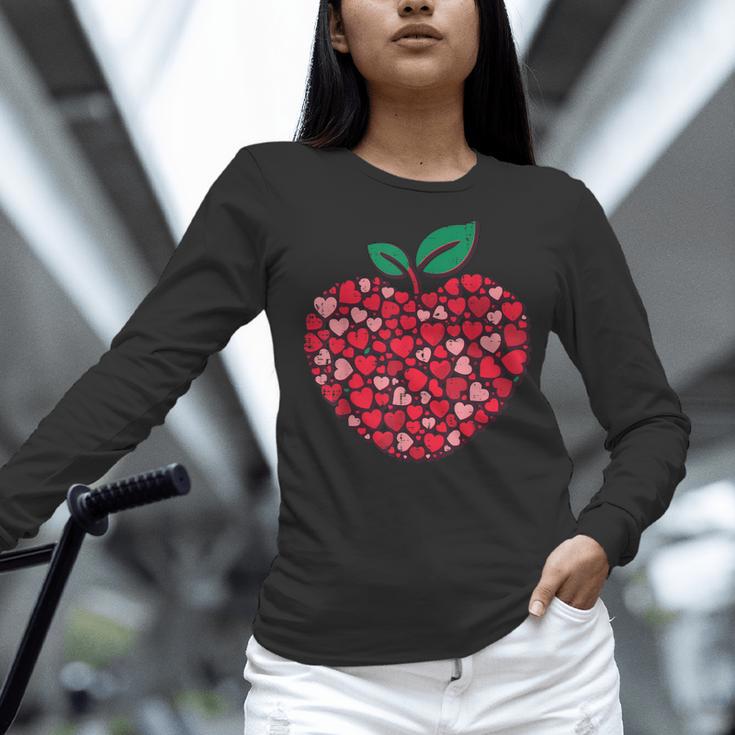 Valentines Day Teacher Hearts Apple Love Teach Women Men Women Long Sleeve T-Shirt, gift for family, gift for coworker