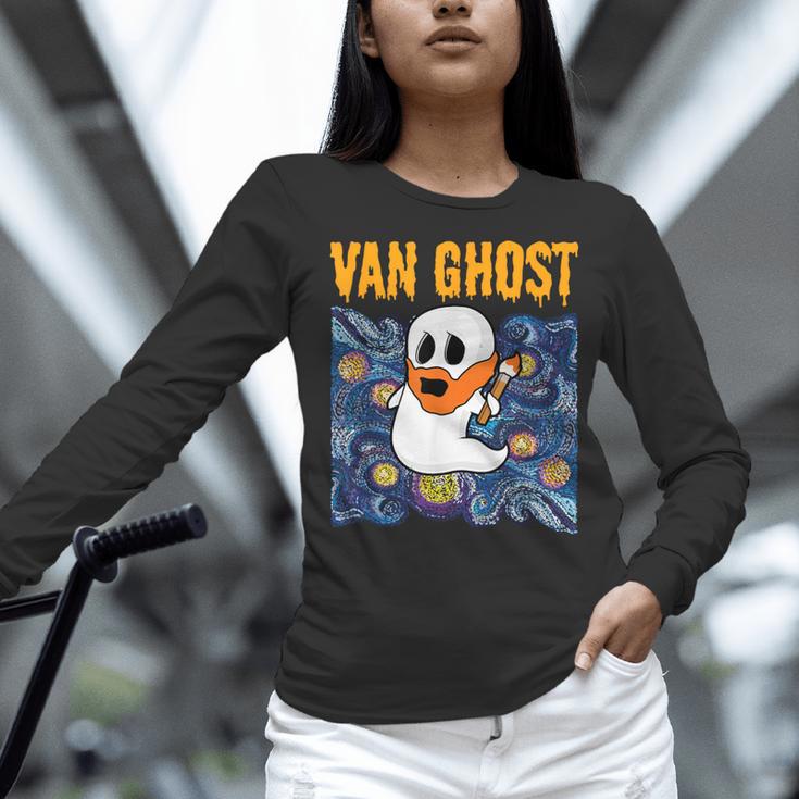 Van Ghost Art Teacher Halloween Van Gogh Starry Night Women Long Sleeve T-Shirt, gift for family, gift for coworker