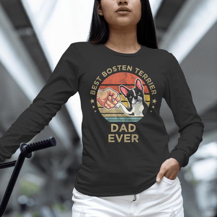 Vintage Best Boston Terrier Dad Ever Dog Father Father's Day Men Girls Kids Women Long Sleeve T-Shirt, Boston Terrier Dad Shirts, gift for family, gift for coworker