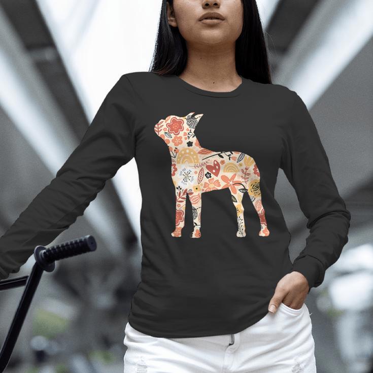 Vintage Floral Boston Terrier For Dog Lover Women Long Sleeve T-Shirt, gift for family, gift for coworker
