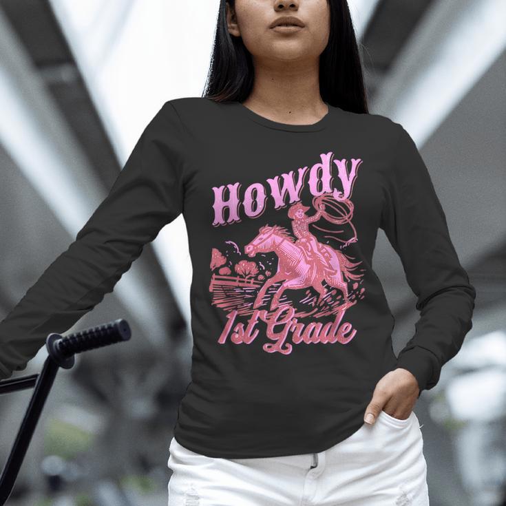 Vintage Howdy First Grade Cowgirl Teacher Western School Women Long Sleeve T-Shirt, First Grade Teacher Shirts, gift for family, gift for coworker Vintage Howdy First Grade Cowgirl Teacher Western School Women Long Sleeve T-Shirt, First Grade Teacher Shirts, gift for family, gift for coworker