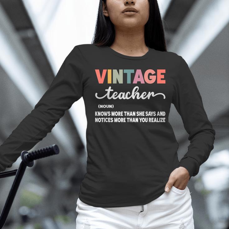 Vintage Teacher Knows More Than She Says Outfit Definition Women Long Sleeve T-Shirt, gift for family, gift for coworker Vintage Teacher Knows More Than She Says Outfit Definition Women Long Sleeve T-Shirt, gift for family, gift for coworker
