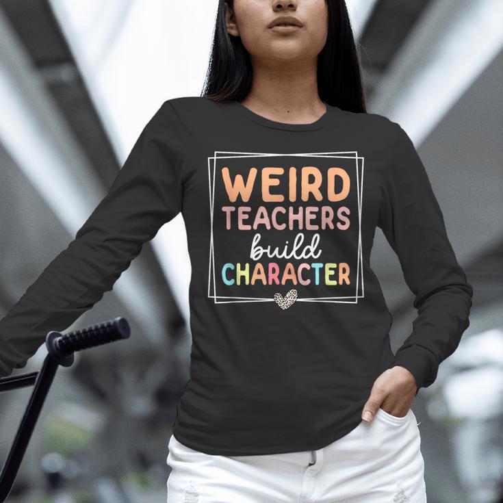 Weird Teachers Build Character Leopard Retro Teacher Women Long Sleeve T-Shirt, gift for family, gift for coworker