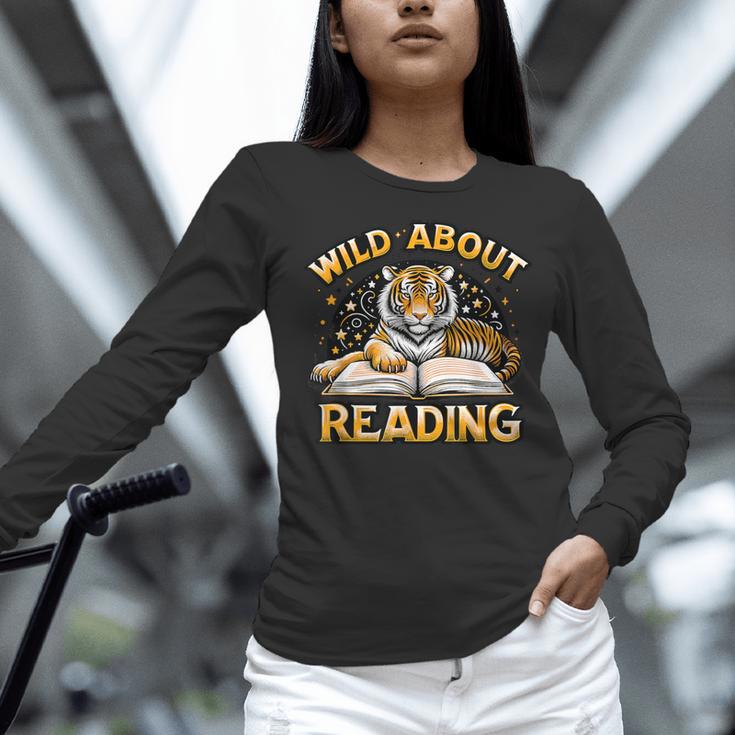 Wild About Reading Tiger For Teachers & Students Women Long Sleeve T-Shirt, gift for family, gift for coworker Wild About Reading Tiger For Teachers & Students Women Long Sleeve T-Shirt, gift for family, gift for coworker