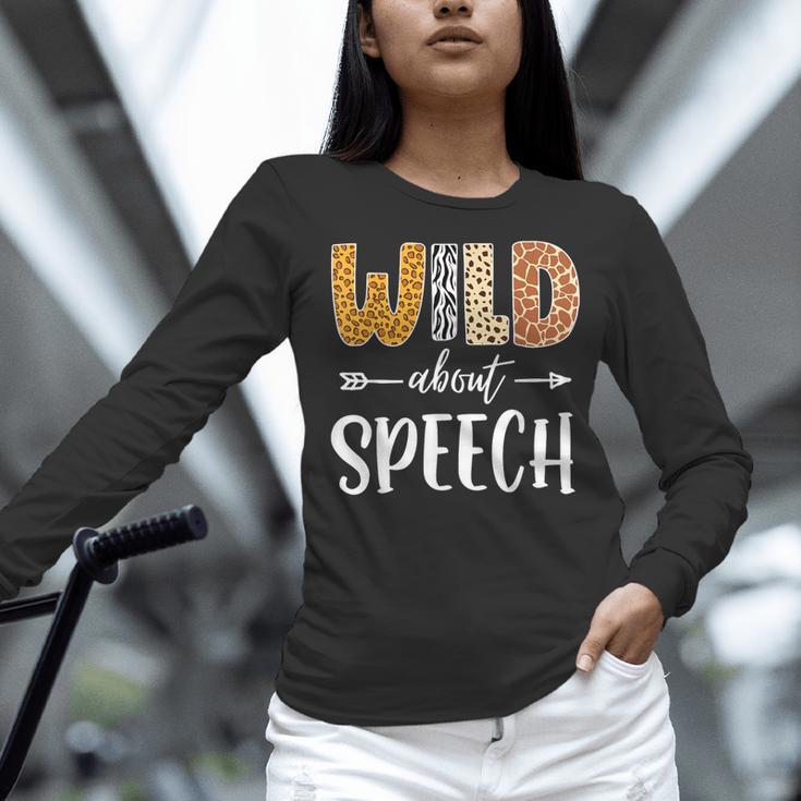 Wild About Speech SLP Leopard Teacher Back To School Kids Women Long Sleeve T-Shirt, gift for family, gift for coworker