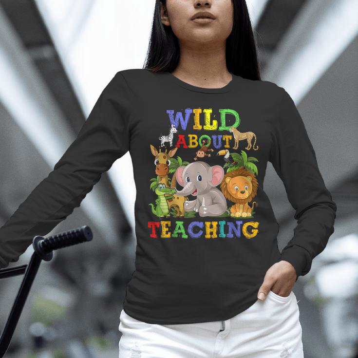 Wild About Teaching Safari Jungle School Teacher Women Long Sleeve T-Shirt, gift for family, gift for coworker Wild About Teaching Safari Jungle School Teacher Women Long Sleeve T-Shirt, gift for family, gift for coworker