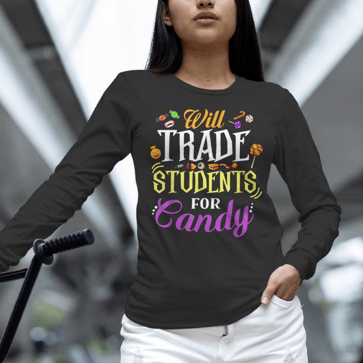 Will Trade Students For Candy Teacher Cute Halloween Costume Women Long Sleeve T-Shirt, gift for family, gift for coworker