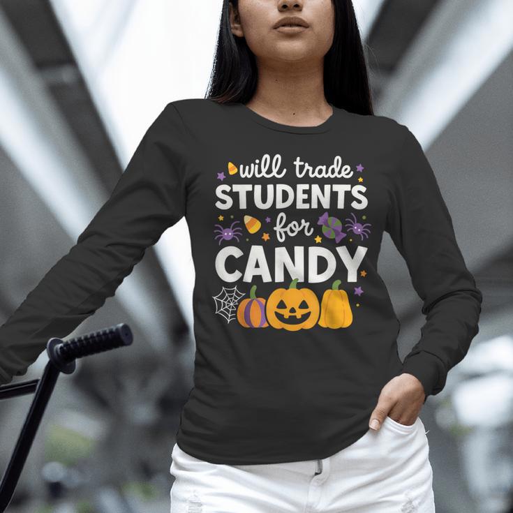 Will Trade Students For Candy Teacher Cute Halloween Women Long Sleeve T-Shirt, gift for family, gift for coworker