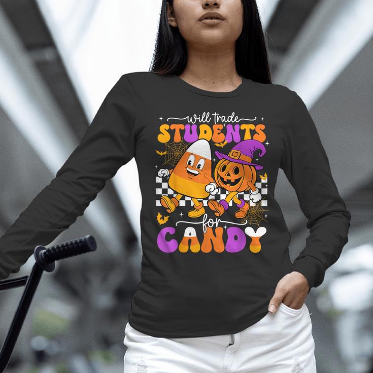 Will Trade Students For Candy Teacher Halloween Women Long Sleeve T-Shirt, gift for family, gift for coworker Will Trade Students For Candy Teacher Halloween Women Long Sleeve T-Shirt, gift for family, gift for coworker