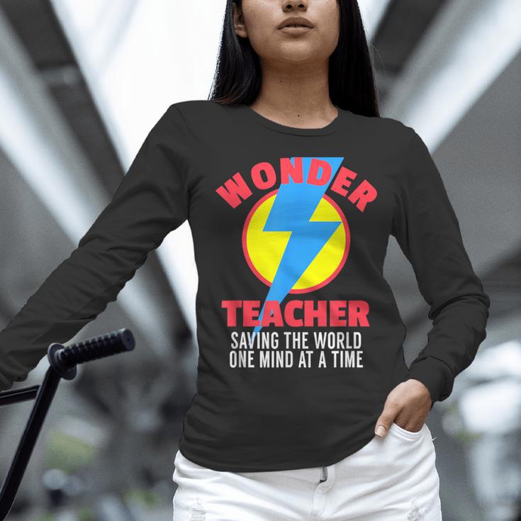 Wonder Teacher Costume Shirt Teacher Halloween Costume Tee Women Long Sleeve T-Shirt, gift for family, gift for coworker