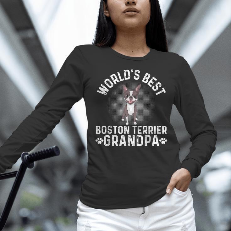 World's Best Boston Terrier Grandpa Dog Grandfather For Men Women Girls Kids Women Long Sleeve T-Shirt, gift for family, gift for coworker