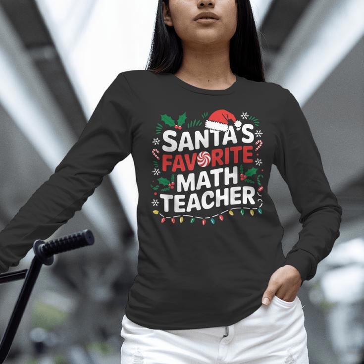 Xmas Lighting Santa's Favorite Math Teacher Christmas Women Long Sleeve T-Shirt, gift for family, gift for coworker
