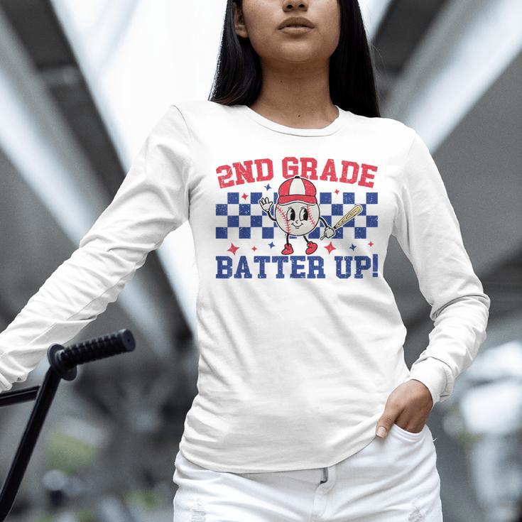 2nd Grade Batter Up Back To School Baseball Teacher Kids Women Long Sleeve T-Shirt, 2nd Grade Teacher Shirts, gift for family, gift for coworker