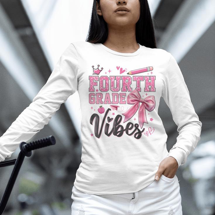 4th Fourth Grade Vibes Back To School Coquette Teacher Girl Women Long Sleeve T-Shirt, 4th Grade Teacher Shirts, gift for family, gift for coworker 4th Fourth Grade Vibes Back To School Coquette Teacher Girl Women Long Sleeve T-Shirt, 4th Grade Teacher Shirts, gift for family, gift for coworker
