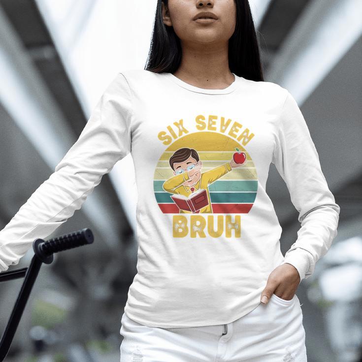 67 Meme Six Seven Bruh Retro Dabbing Teacher School Women Long Sleeve T-Shirt, gift for family, gift for coworker