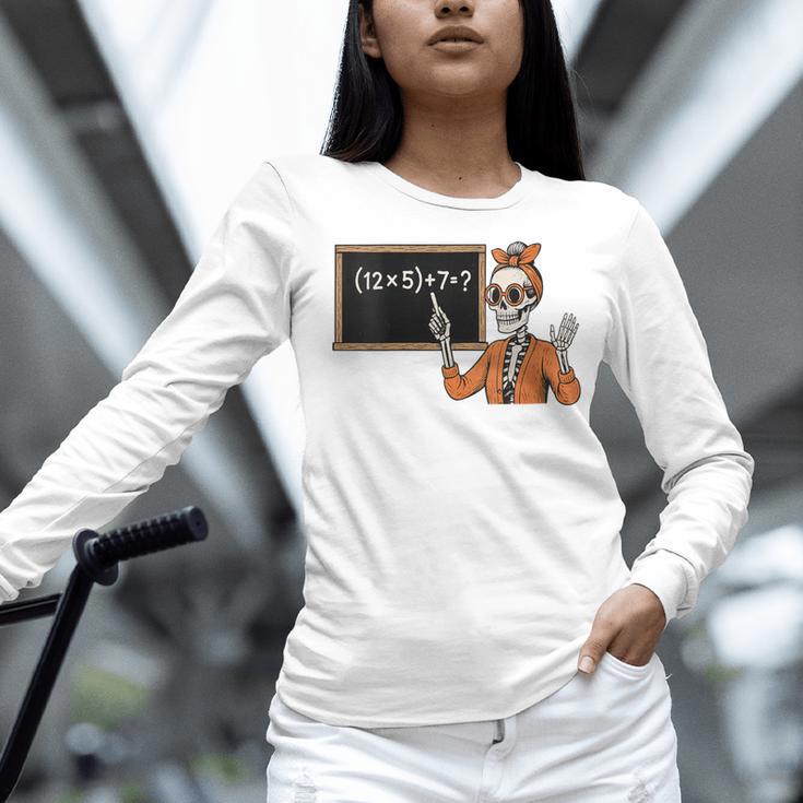 67 Teacher Halloween Skeleton Six Seven Meme Brainrot Math Women Long Sleeve T-Shirt, gift for family, gift for coworker 67 Teacher Halloween Skeleton Six Seven Meme Brainrot Math Women Long Sleeve T-Shirt, gift for family, gift for coworker