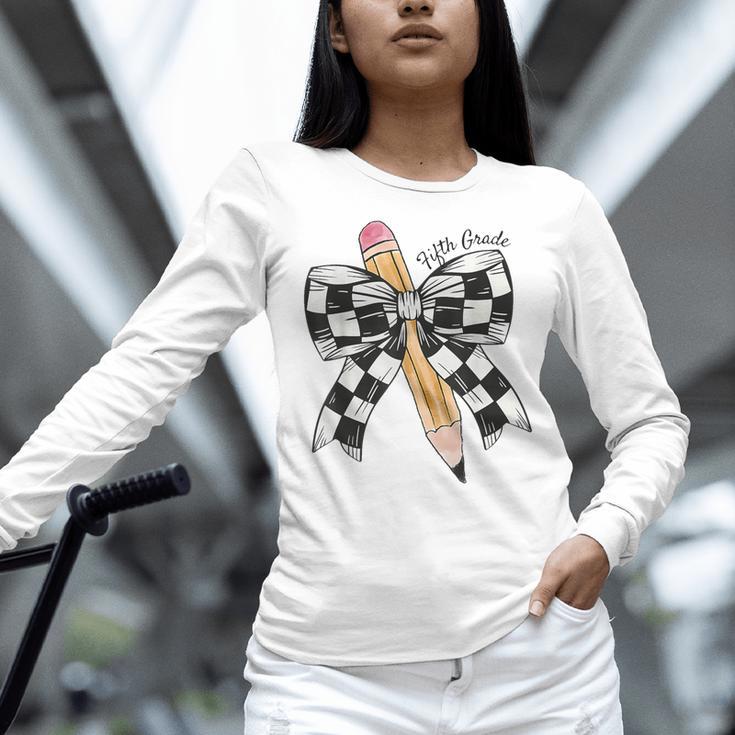 Back To School Hello Fifth Grade Teacher Coquette Pencil Bow Women Long Sleeve T-Shirt, gift for family, gift for coworker Back To School Hello Fifth Grade Teacher Coquette Pencil Bow Women Long Sleeve T-Shirt, gift for family, gift for coworker