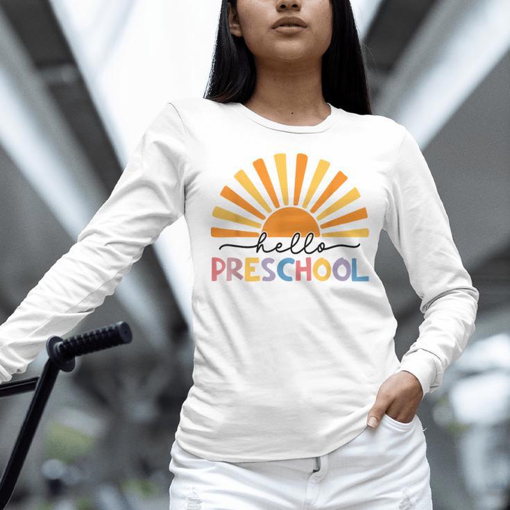 Back To School Hello Preschool For Kids Teacher Women Women Long Sleeve T-Shirt, gift for family, gift for coworker Back To School Hello Preschool For Kids Teacher Women Women Long Sleeve T-Shirt, gift for family, gift for coworker