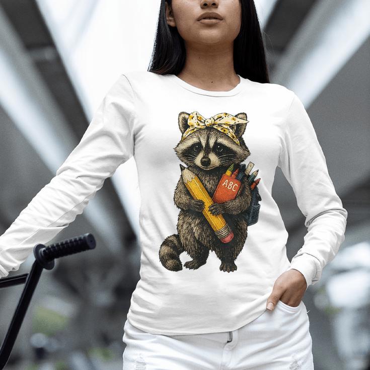 Back To School Raccoon Teachers Student Kids Women Long Sleeve T-Shirt, gift for family, gift for coworker