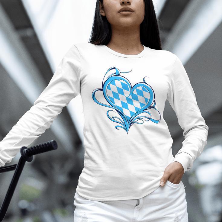 Bavarian Flag As Heart Blue Diamond Bavaria Women Long Sleeve T-Shirt, gift for family, gift for coworker