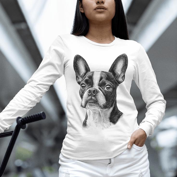 Boston Terrier Dog Motif Pet Illustration Boston Terrier For Men Women Kids Women Long Sleeve T-Shirt, gift for family, gift for coworker