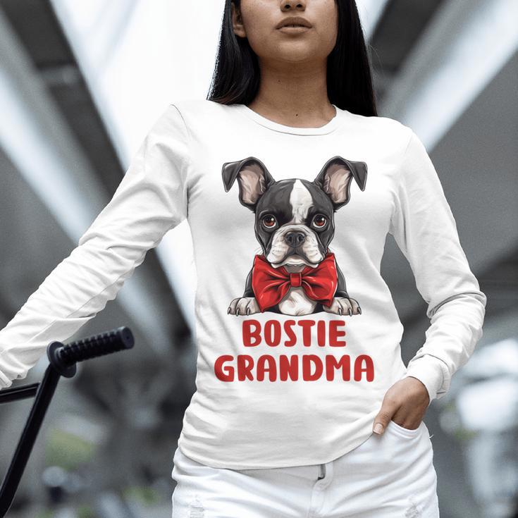 Boston Terrier Grandma Dog Lovers Puppy Bostie Owner Women Long Sleeve T-Shirt, gift for family, gift for coworker