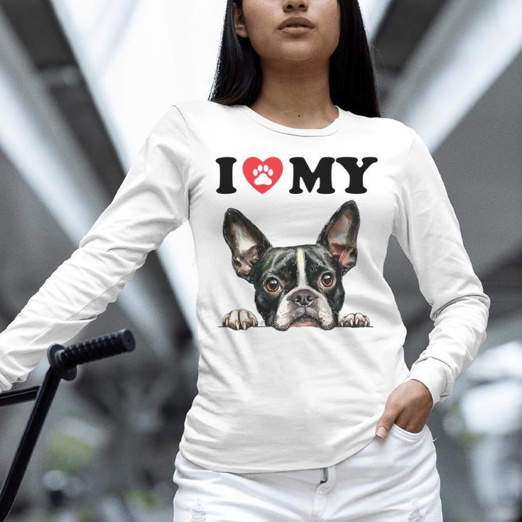Boston Terrier I Heart My Dog Dog Lover Women Long Sleeve T-Shirt, gift for family, gift for coworker