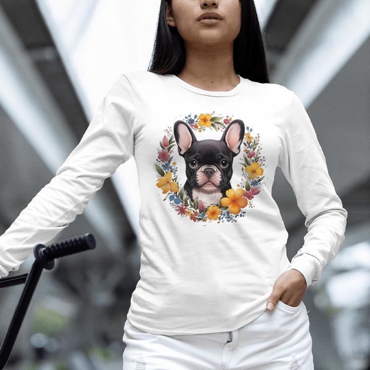 Boston Terrier Mom Floral Bostie Dog Lover Flowers Cute Women Long Sleeve T-Shirt, Boston Terrier Mom Shirts, gift for family, gift for coworker