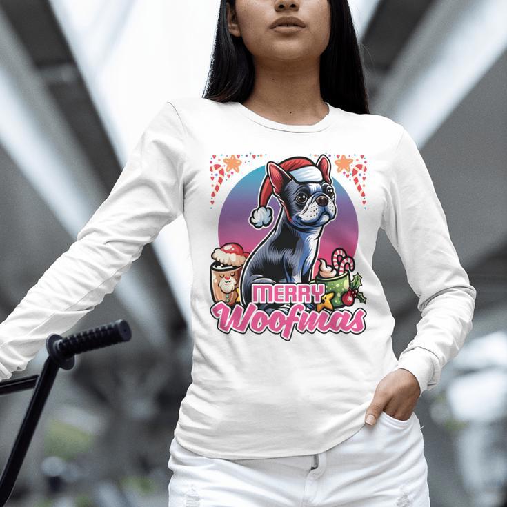 Boston Terrier Santa Claus Coffee Mug Merry Christmas Dogs Women Long Sleeve T-Shirt, Boston Terrier Christmas Shirts, gift for family, gift for coworker