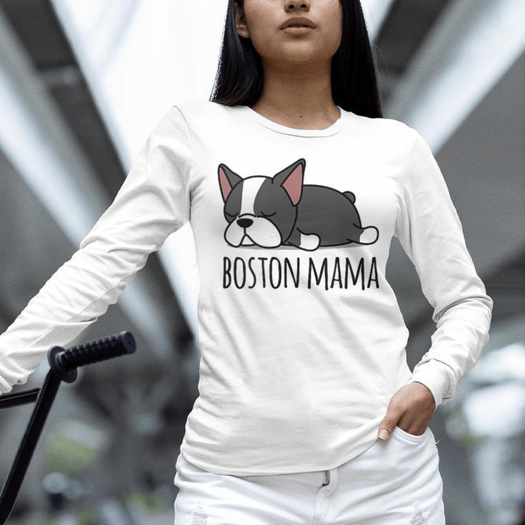 Cute Boston Terrier Boston Mama Women Long Sleeve T-Shirt, gift for family, gift for coworker