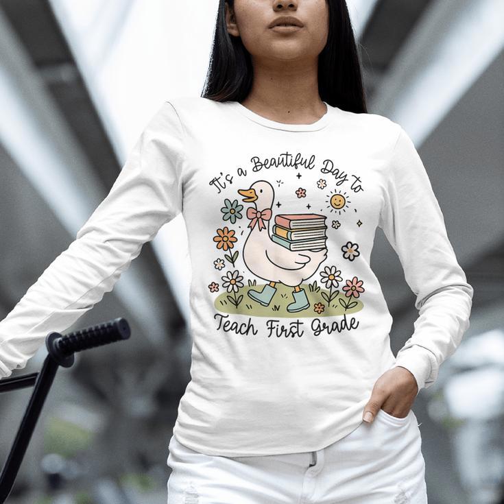 Cute Goose It's A Beautiful Day To Teach 1st Grade Teacher Women Long Sleeve T-Shirt, gift for family, gift for coworker Cute Goose It's A Beautiful Day To Teach 1st Grade Teacher Women Long Sleeve T-Shirt, gift for family, gift for coworker