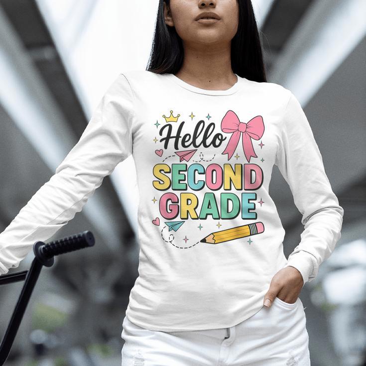 Cute Hello Second Grade Back To School Coquette Teacher Girl Women Long Sleeve T-Shirt, gift for family, gift for coworker Cute Hello Second Grade Back To School Coquette Teacher Girl Women Long Sleeve T-Shirt, gift for family, gift for coworker