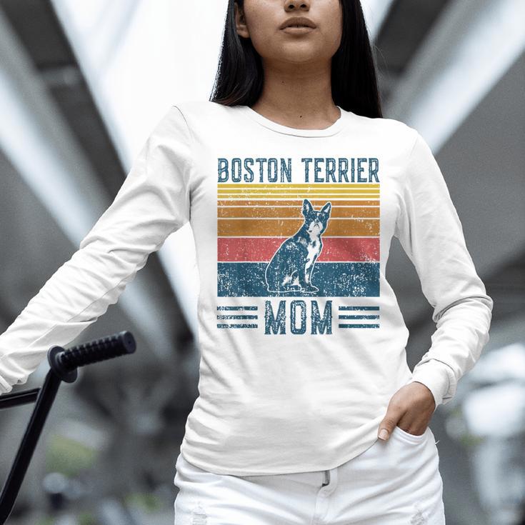 Dog Boston Terrier Mom Vintage Boston Terrier Mom Women Long Sleeve T-Shirt, Boston Terrier Mom Shirts, gift for family, gift for coworker