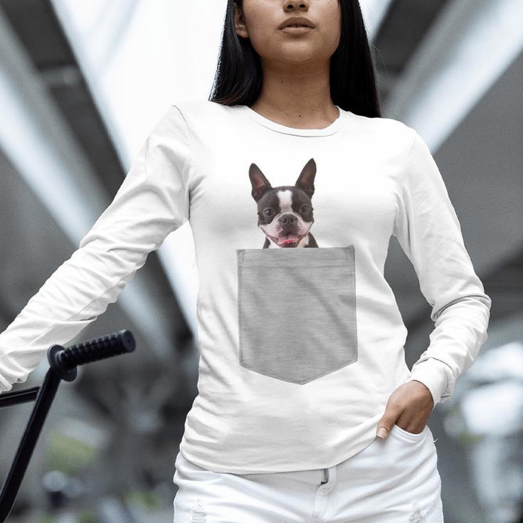 Dog In Your Pocket Boston Terrier For Men Women Girls Kids Women Long Sleeve T-Shirt, gift for family, gift for coworker