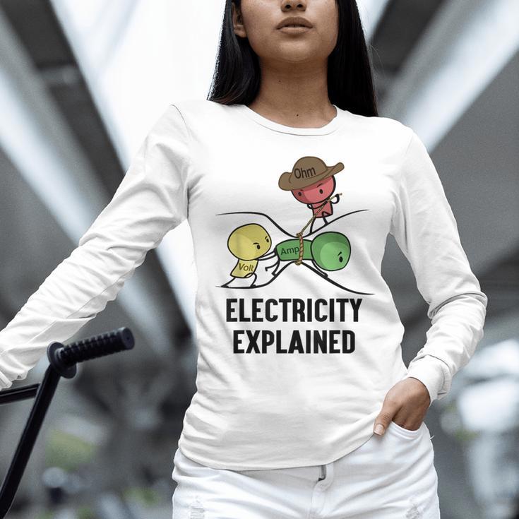 Electricity Explained Physics Nerd I Teacher School Women Long Sleeve T-Shirt, gift for family, gift for coworker