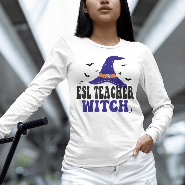 ESL Teacher Witch Halloween Matching Group Costume Women Long Sleeve T-Shirt, Esl Teacher Shirts, gift for family, gift for coworker