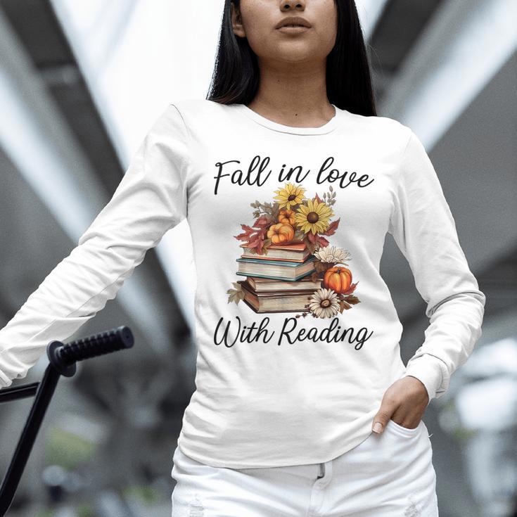 Fall In Love With Reading Book Autumn Teachers Pumpkins Women Long Sleeve T-Shirt, gift for family, gift for coworker Fall In Love With Reading Book Autumn Teachers Pumpkins Women Long Sleeve T-Shirt, gift for family, gift for coworker
