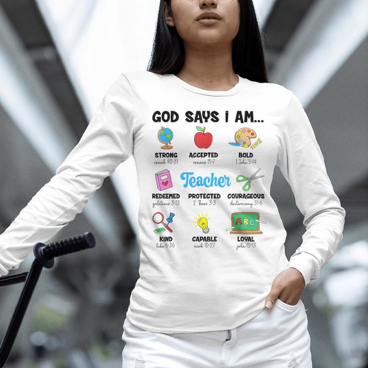 God Says Im Teacher Christian Back To School Religious Women Long Sleeve T-Shirt, gift for family, gift for coworker God Says Im Teacher Christian Back To School Religious Women Long Sleeve T-Shirt, gift for family, gift for coworker